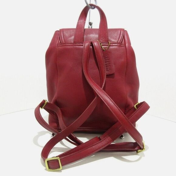 💛 Coach Distressed Red Leather Backpack - Picture 3 of 6